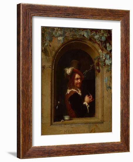 Homme Avec Une Pipe a Une Fentre - Man with Pipe at a Window, by Mieris, Frans Van Mieris De Oudere-Frans Van Mieris-Framed Giclee Print