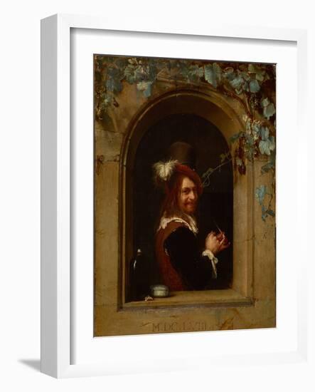 Homme Avec Une Pipe a Une Fentre - Man with Pipe at a Window, by Mieris, Frans Van Mieris De Oudere-Frans Van Mieris-Framed Giclee Print