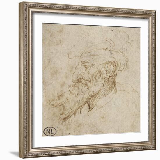 Homme barbu et au nez courbé-Leonardo da Vinci-Framed Giclee Print