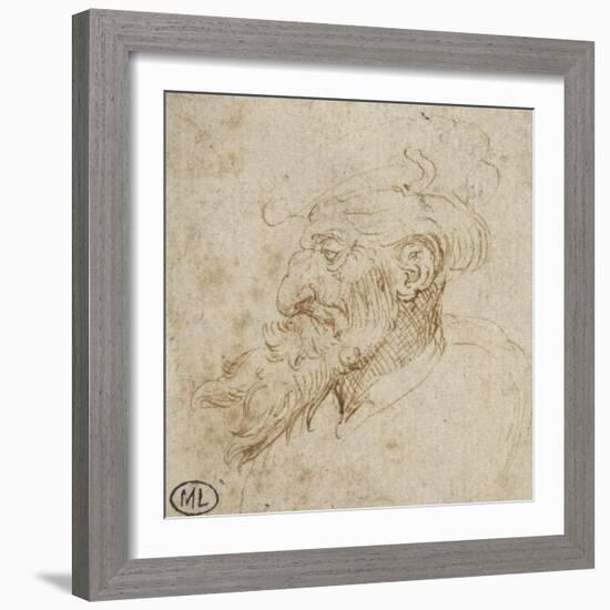 Homme barbu et au nez courbé-Leonardo da Vinci-Framed Giclee Print