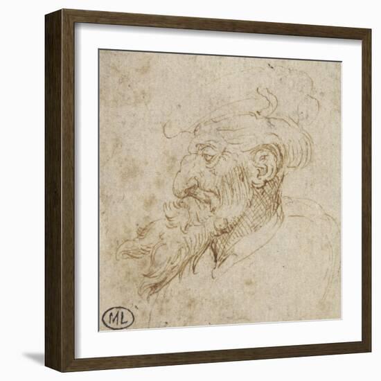 Homme barbu et au nez courbé-Leonardo da Vinci-Framed Giclee Print