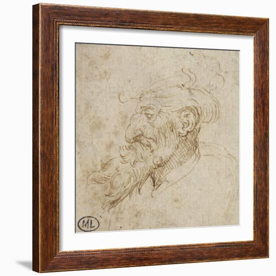 Homme barbu et au nez courbé-Leonardo da Vinci-Framed Giclee Print