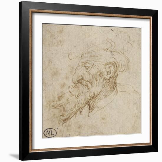 Homme barbu et au nez courbé-Leonardo da Vinci-Framed Giclee Print