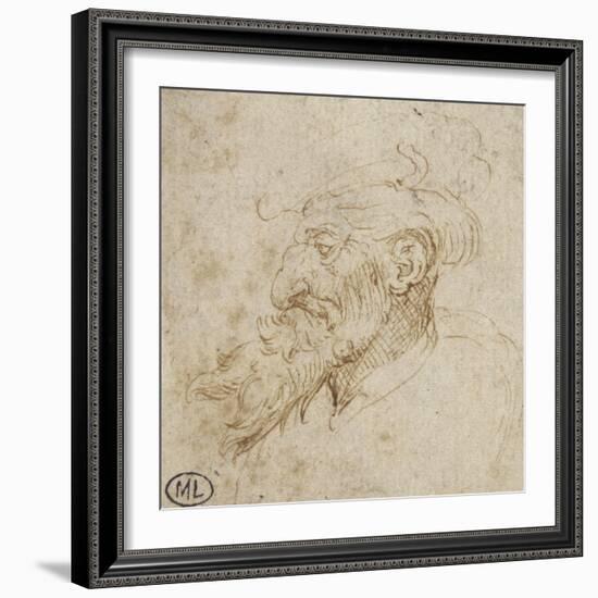 Homme barbu et au nez courbé-Leonardo da Vinci-Framed Giclee Print