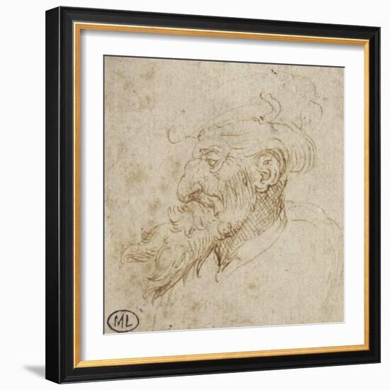 Homme barbu et au nez courbé-Leonardo da Vinci-Framed Giclee Print