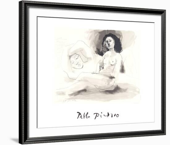 Homme Couchee Et Femme Assise-Pablo Picasso-Framed Collectable Print