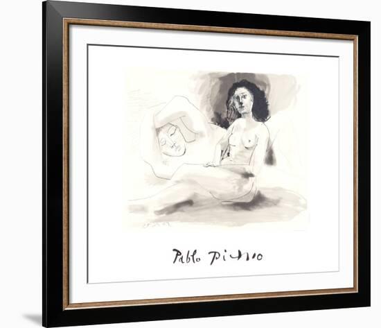 Homme Couchee Et Femme Assise-Pablo Picasso-Framed Collectable Print