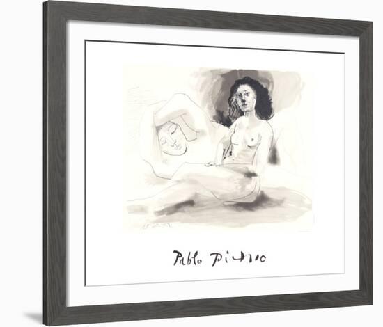 Homme Couchee Et Femme Assise-Pablo Picasso-Framed Collectable Print