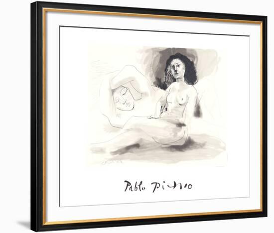 Homme Couchee Et Femme Assise-Pablo Picasso-Framed Collectable Print