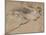 Homme nu étendu et femme nue debout-Jean Antoine Watteau-Mounted Giclee Print
