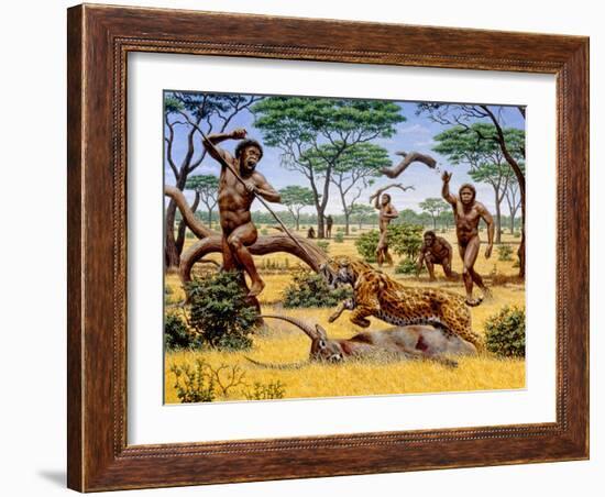 Homo Ergaster Hunting Group-Mauricio Anton-Framed Photographic Print