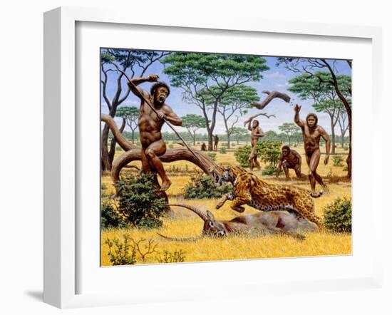 Homo Ergaster Hunting Group-Mauricio Anton-Framed Photographic Print