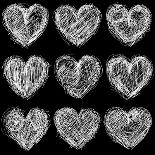 Hearts Chalkboard, Love Background and Texture-homobibens-Mounted Art Print