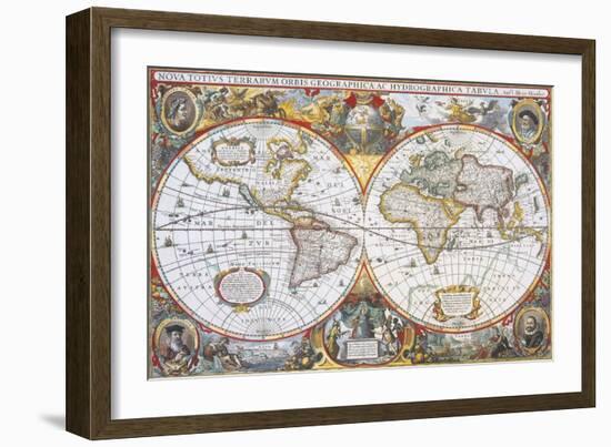 Hondius' World Map, 1630-Science Source-Framed Giclee Print