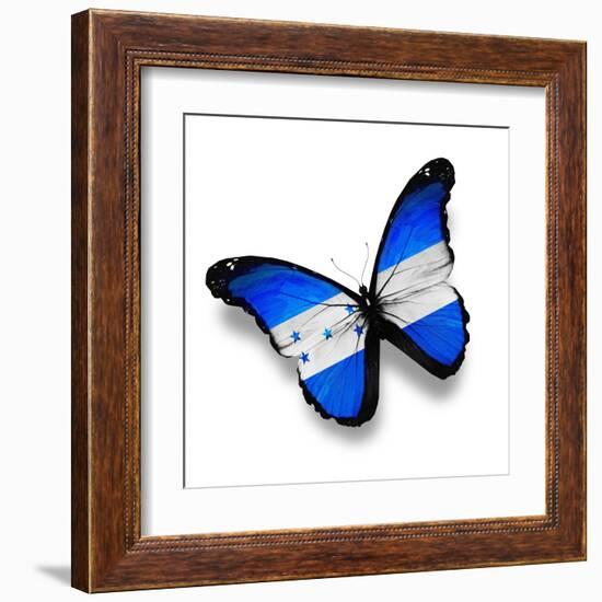 Honduras Flag Butterfly, Isolated On White-suns_luck-Framed Art Print