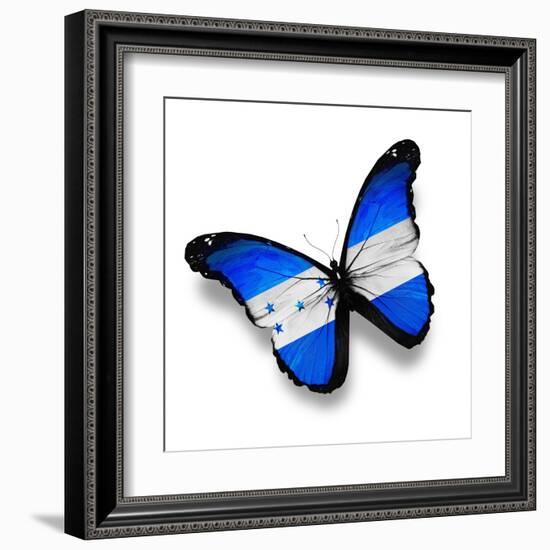 Honduras Flag Butterfly, Isolated On White-suns_luck-Framed Art Print