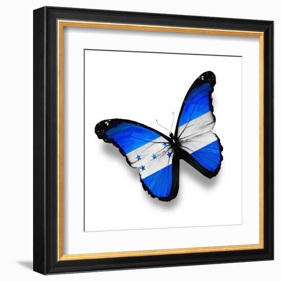 Honduras Flag Butterfly, Isolated On White-suns_luck-Framed Art Print