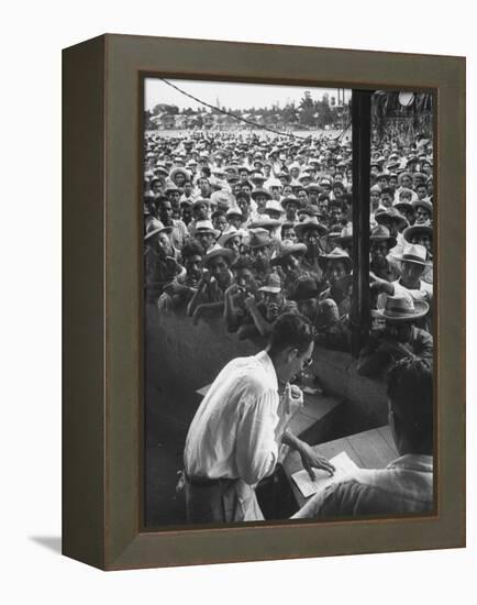 Honduras Labor Leader Manuel Jesus Valencia, Addressing Strikers During Banana Strike-Ralph Morse-Framed Premier Image Canvas