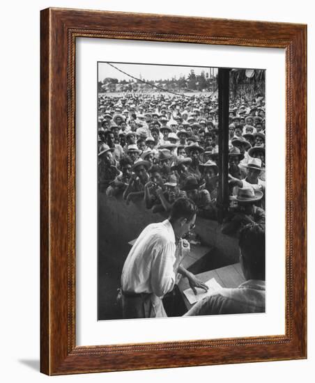 Honduras Labor Leader Manuel Jesus Valencia, Addressing Strikers During Banana Strike-Ralph Morse-Framed Photographic Print