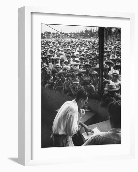 Honduras Labor Leader Manuel Jesus Valencia, Addressing Strikers During Banana Strike-Ralph Morse-Framed Photographic Print