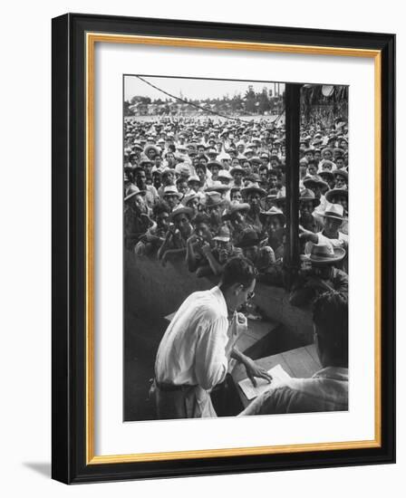 Honduras Labor Leader Manuel Jesus Valencia, Addressing Strikers During Banana Strike-Ralph Morse-Framed Photographic Print