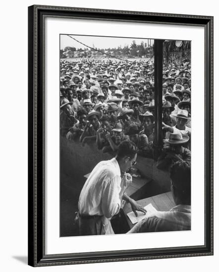 Honduras Labor Leader Manuel Jesus Valencia, Addressing Strikers During Banana Strike-Ralph Morse-Framed Photographic Print