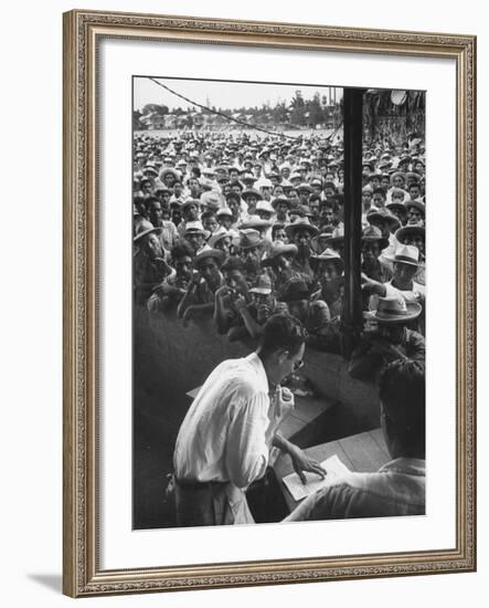 Honduras Labor Leader Manuel Jesus Valencia, Addressing Strikers During Banana Strike-Ralph Morse-Framed Photographic Print