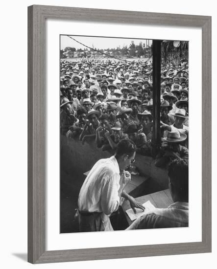 Honduras Labor Leader Manuel Jesus Valencia, Addressing Strikers During Banana Strike-Ralph Morse-Framed Photographic Print