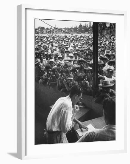 Honduras Labor Leader Manuel Jesus Valencia, Addressing Strikers During Banana Strike-Ralph Morse-Framed Photographic Print