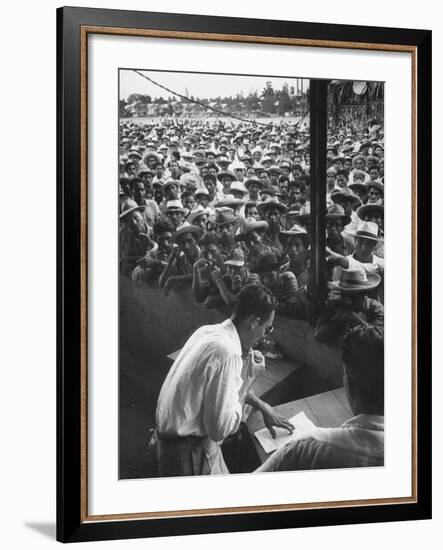 Honduras Labor Leader Manuel Jesus Valencia, Addressing Strikers During Banana Strike-Ralph Morse-Framed Photographic Print