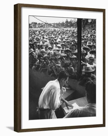 Honduras Labor Leader Manuel Jesus Valencia, Addressing Strikers During Banana Strike-Ralph Morse-Framed Photographic Print