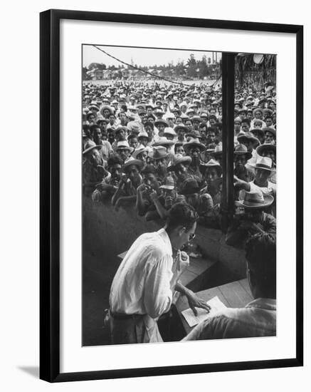 Honduras Labor Leader Manuel Jesus Valencia, Addressing Strikers During Banana Strike-Ralph Morse-Framed Photographic Print