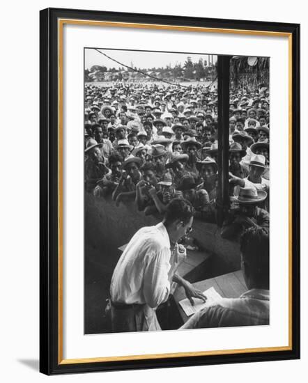 Honduras Labor Leader Manuel Jesus Valencia, Addressing Strikers During Banana Strike-Ralph Morse-Framed Photographic Print