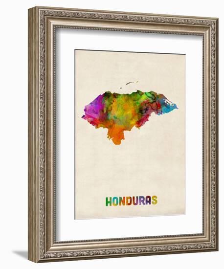 Honduras Watercolor Map-Michael Tompsett-Framed Art Print