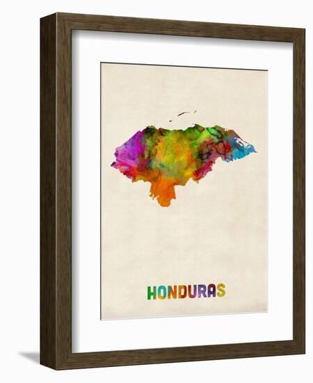 Honduras Watercolor Map-Michael Tompsett-Framed Art Print