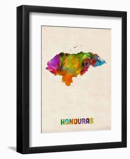 Honduras Watercolor Map-Michael Tompsett-Framed Art Print