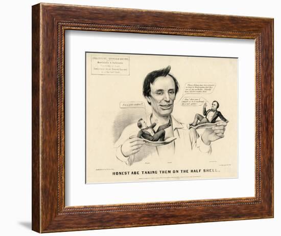 Honest Abe Taking Them on the Half Shell, 1860-Currier & Ives-Framed Giclee Print