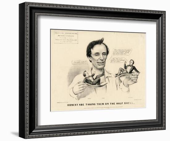 Honest Abe Taking Them on the Half Shell, 1860-Currier & Ives-Framed Giclee Print