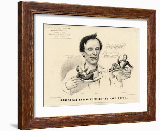 Honest Abe Taking Them on the Half Shell, 1860-Currier & Ives-Framed Giclee Print