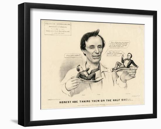 Honest Abe Taking Them on the Half Shell, 1860-Currier & Ives-Framed Giclee Print