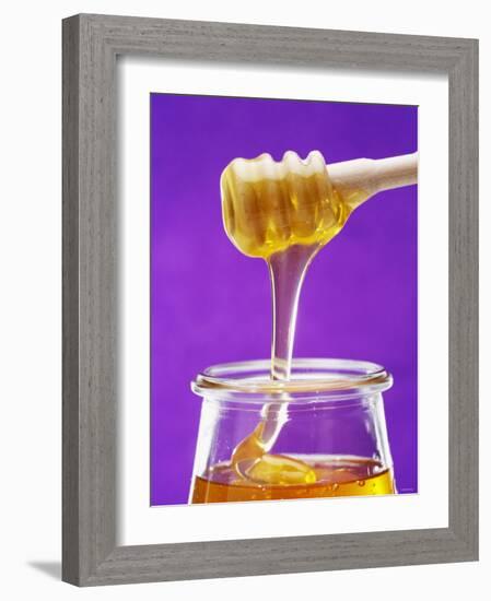 Honey Running from a Honey Dipper into a Jar-Marc O^ Finley-Framed Photographic Print