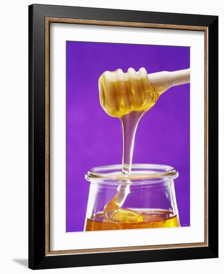 Honey Running from a Honey Dipper into a Jar-Marc O^ Finley-Framed Photographic Print
