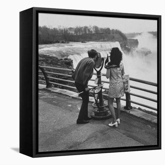 Honeymoon Couple, Colman Laposa Jr. and Wife, Gazing at the Niagara Falls-Yale Joel-Framed Premier Image Canvas