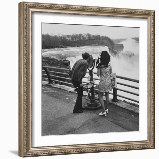 Honeymoon Couple, Colman Laposa Jr. and Wife, Gazing at the Niagara Falls-Yale Joel-Framed Photographic Print