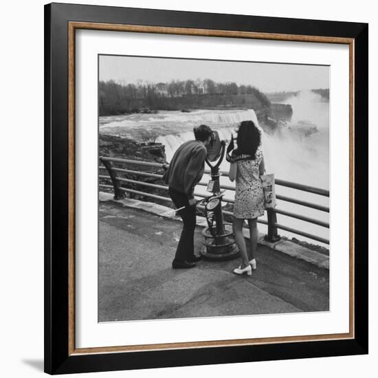 Honeymoon Couple, Colman Laposa Jr. and Wife, Gazing at the Niagara Falls-Yale Joel-Framed Photographic Print