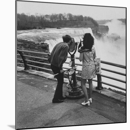Honeymoon Couple, Colman Laposa Jr. and Wife, Gazing at the Niagara Falls-Yale Joel-Mounted Photographic Print