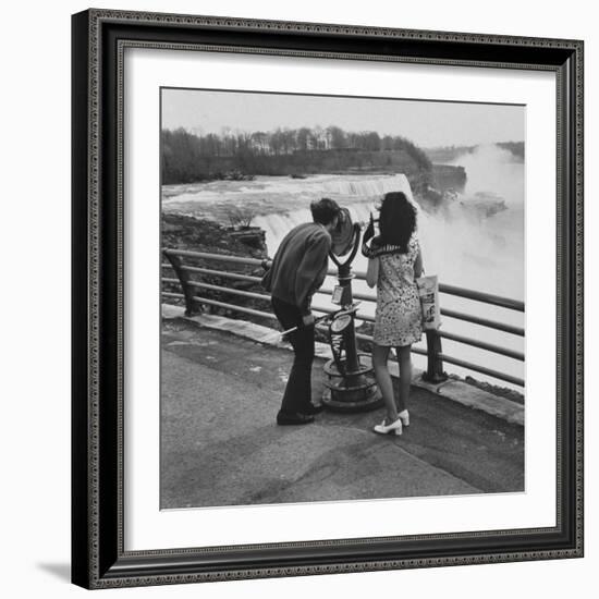 Honeymoon Couple, Colman Laposa Jr. and Wife, Gazing at the Niagara Falls-Yale Joel-Framed Photographic Print