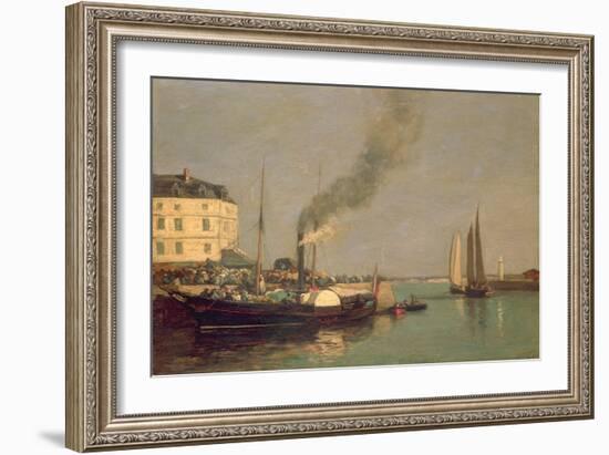 Honfleur. La Jetee, 1854-57 (Oil on Panel)-Eugène Boudin-Framed Giclee Print