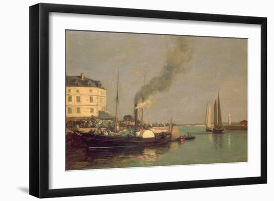 Honfleur. La Jetee, 1854-57 (Oil on Panel)-Eugène Boudin-Framed Giclee Print