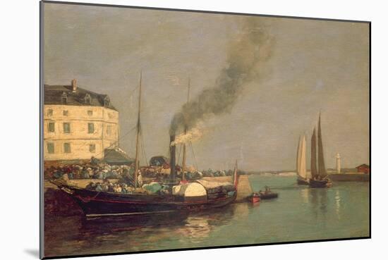 Honfleur. La Jetee, 1854-57 (Oil on Panel)-Eugène Boudin-Mounted Giclee Print